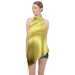 Golden Wave 2 Halter Asymmetric Satin Top by Sabelacarlos