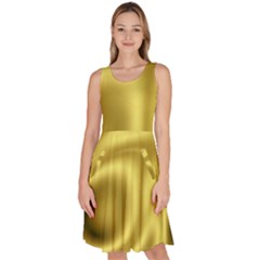 Golden Wave 2 Knee Length Skater Dress With Pockets by Sabelacarlos