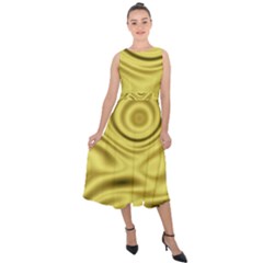 Golden Wave 3 Midi Tie-back Chiffon Dress by Sabelacarlos