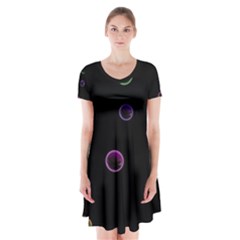 Bubble In Dark 2 Short Sleeve V-neck Flare Dress