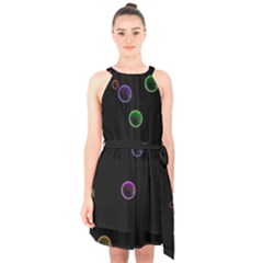 Bubble In Dark 2 Halter Collar Waist Tie Chiffon Dress by Sabelacarlos