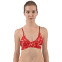 Red and White Flowers Wrap Around Bikini Top View1