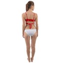 Red and White Flowers Wrap Around Bikini Top View2