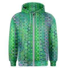 Boho Green Floral Print Men s Zipper Hoodie by SpinnyChairDesigns