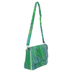 Boho Green Floral Print Shoulder Bag With Back Zipper by SpinnyChairDesigns