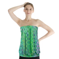 Boho Green Floral Print Strapless Top by SpinnyChairDesigns