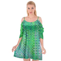 Boho Green Floral Print Cutout Spaghetti Strap Chiffon Dress by SpinnyChairDesigns