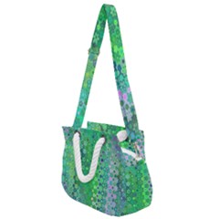 Boho Green Floral Print Rope Handles Shoulder Strap Bag by SpinnyChairDesigns