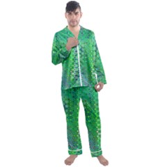 Boho Green Floral Print Men s Long Sleeve Satin Pyjamas Set by SpinnyChairDesigns