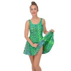 Boho Green Floral Print Inside Out Casual Dress by SpinnyChairDesigns