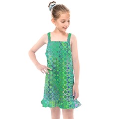 Boho Green Floral Print Kids  Overall Dress by SpinnyChairDesigns