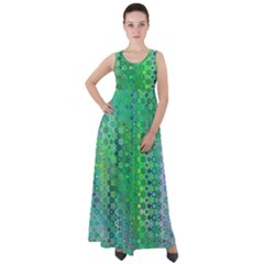 Boho Green Floral Print Empire Waist Velour Maxi Dress by SpinnyChairDesigns