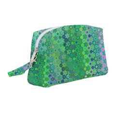 Boho Green Floral Print Wristlet Pouch Bag (medium) by SpinnyChairDesigns