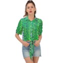 Boho Green Floral Print Tie Front Shirt  View1