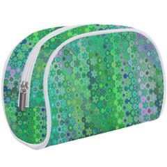 Boho Green Floral Print Makeup Case (large) by SpinnyChairDesigns