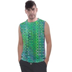 Boho Green Floral Print Men s Regular Tank Top by SpinnyChairDesigns