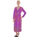 Boho Fuchsia Floral Print  Velvet Maxi Wrap Dress View1