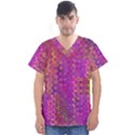 Boho Fuchsia Floral Print  Men s V-Neck Scrub Top View1