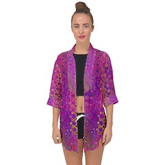 Boho Fuchsia Floral Print  Open Front Chiffon Kimono by SpinnyChairDesigns