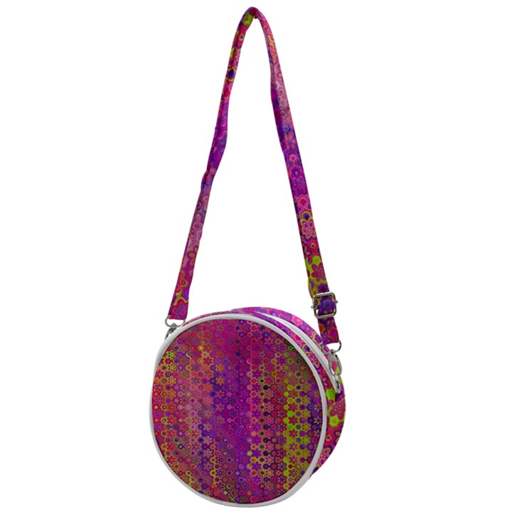 Boho Fuchsia Floral Print  Crossbody Circle Bag