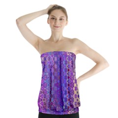 Boho Purple Floral Print Strapless Top by SpinnyChairDesigns