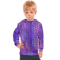 Boho Purple Floral Print Kids  Hooded Pullover by SpinnyChairDesigns