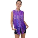 Boho Purple Floral Print Sleeveless Chiffon Button Shirt View1