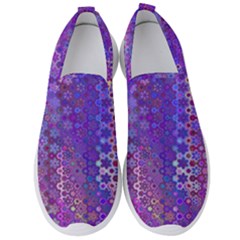 Boho Purple Floral Print Men s Slip On Sneakers by SpinnyChairDesigns