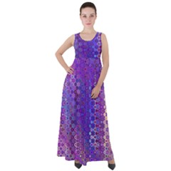 Boho Purple Floral Print Empire Waist Velour Maxi Dress by SpinnyChairDesigns