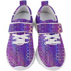 Boho Purple Floral Print Kids  Velcro Strap Shoes by SpinnyChairDesigns