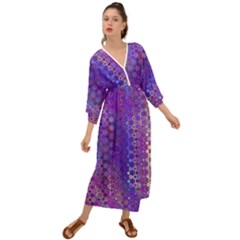 Boho Purple Floral Print Grecian Style  Maxi Dress by SpinnyChairDesigns