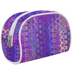 Boho Purple Floral Print Makeup Case (large) by SpinnyChairDesigns