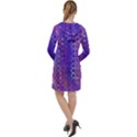 Boho Purple Floral Print Long Sleeve Hoodie Dress View2