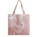 Tan White Floral Print Zipper Grocery Tote Bag View1