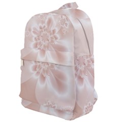 Tan White Floral Print Classic Backpack by SpinnyChairDesigns