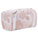 Tan White Floral Print Toiletries Pouch View2