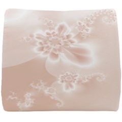 Tan White Floral Print Seat Cushion by SpinnyChairDesigns