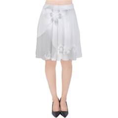 Wedding White Floral Print Velvet High Waist Skirt