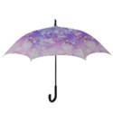 White Purple Floral Print Hook Handle Umbrellas (Small) View3