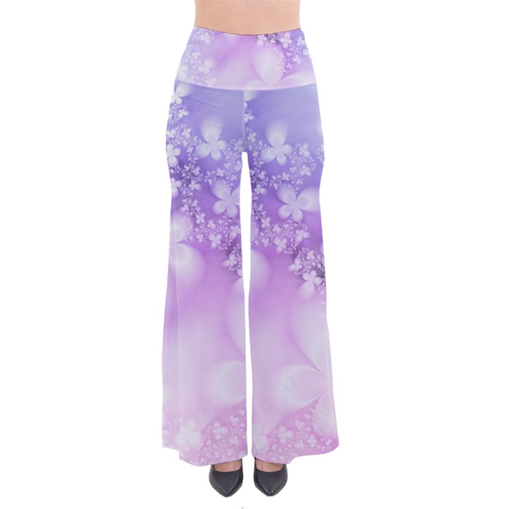 White Purple Floral Print So Vintage Palazzo Pants