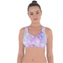 White Purple Floral Print Cross String Back Sports Bra View1