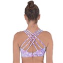 White Purple Floral Print Cross String Back Sports Bra View2