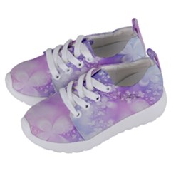 White Purple Floral Print Kids  Lightweight Sports Shoes by SpinnyChairDesigns