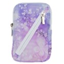 White Purple Floral Print Belt Pouch Bag (Large) View1