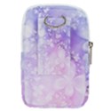 White Purple Floral Print Belt Pouch Bag (Large) View2