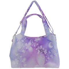 White Purple Floral Print Double Compartment Shoulder Bag by SpinnyChairDesigns