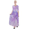 White Purple Floral Print Half Sleeves Maxi Dress View1