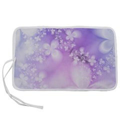 White Purple Floral Print Pen Storage Case (m) by SpinnyChairDesigns