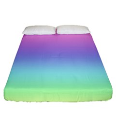 Pastel Rainbow Ombre Gradient Fitted Sheet (queen Size) by SpinnyChairDesigns