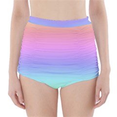 Pastel Rainbow Ombre Gradient High-waisted Bikini Bottoms by SpinnyChairDesigns